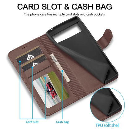 LC.IMEEKE For Google Pixel 8a Case Calf Texture PU Leather Phone Wallet Cover