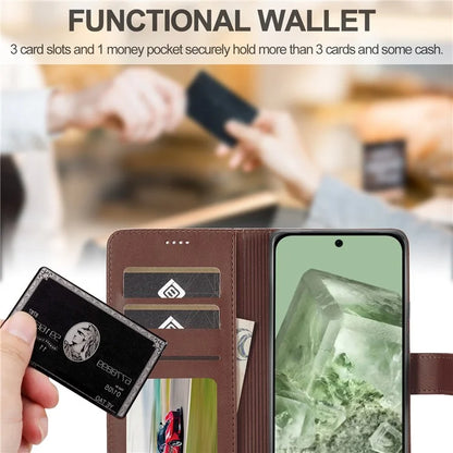 LC.IMEEKE For Google Pixel 8a Case Calf Texture PU Leather Phone Wallet Cover