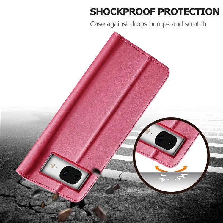 LC.IMEEKE For Google Pixel 8a Case Calf Texture PU Leather Phone Wallet Cover
