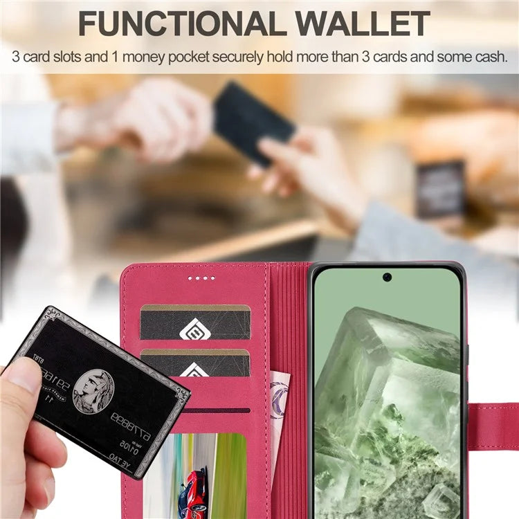 LC.IMEEKE For Google Pixel 8a Case Calf Texture PU Leather Phone Wallet Cover