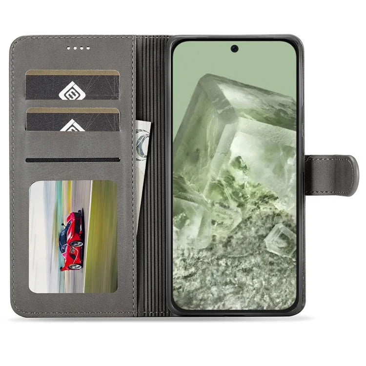 LC.IMEEKE For Google Pixel 8a Case Calf Texture PU Leather Phone Wallet Cover