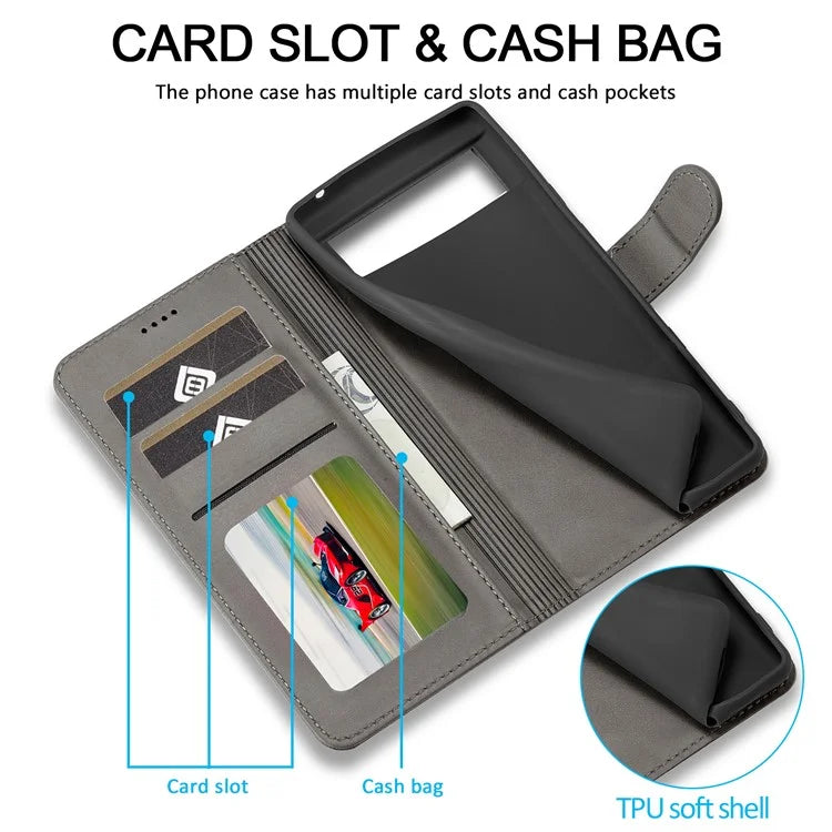 LC.IMEEKE For Google Pixel 8a Case Calf Texture PU Leather Phone Wallet Cover