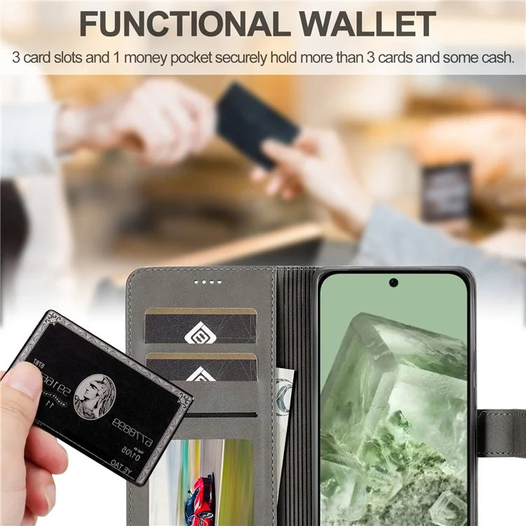 LC.IMEEKE For Google Pixel 8a Case Calf Texture PU Leather Phone Wallet Cover