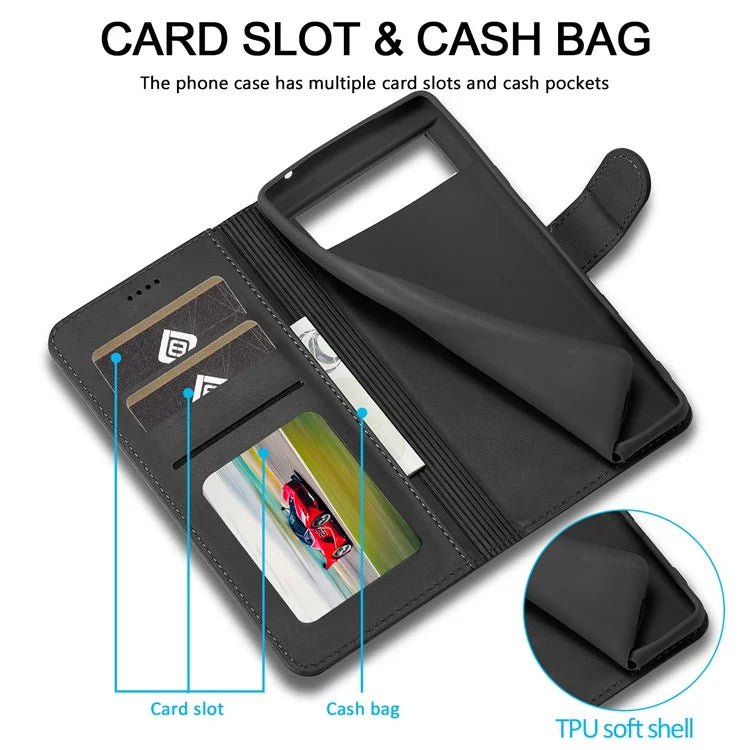 LC.IMEEKE For Google Pixel 8a Case Calf Texture PU Leather Phone Wallet Cover