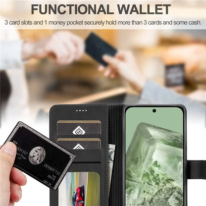 LC.IMEEKE For Google Pixel 8a Case Calf Texture PU Leather Phone Wallet Cover