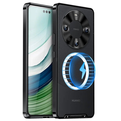 For Huawei Mate 60 Pro Case Magnetic Metal Frame Matte Phone Back Cover