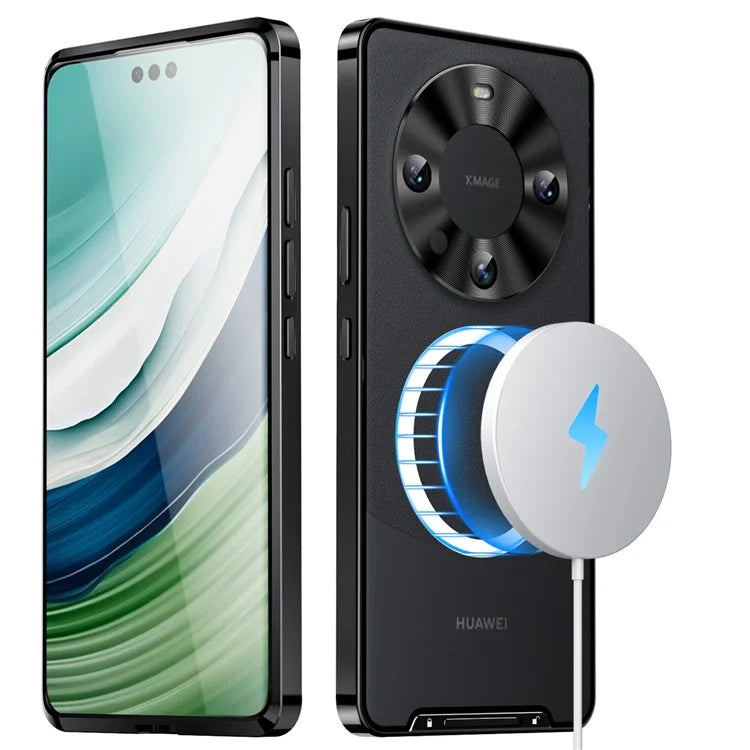 For Huawei Mate 60 Pro Case Magnetic Metal Frame Matte Phone Back Cover