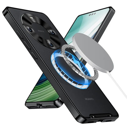 For Huawei Mate 60 Pro Case Magnetic Metal Frame Matte Phone Back Cover