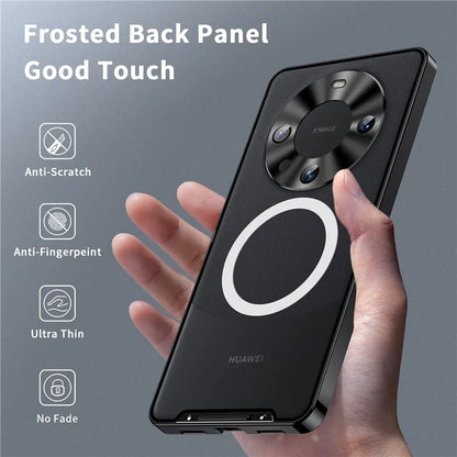 For Huawei Mate 60 Pro Case Magnetic Metal Frame Matte Phone Back Cover