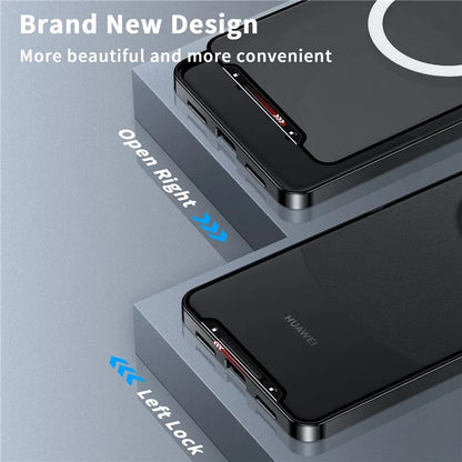 For Huawei Mate 60 Pro Case Magnetic Metal Frame Matte Phone Back Cover
