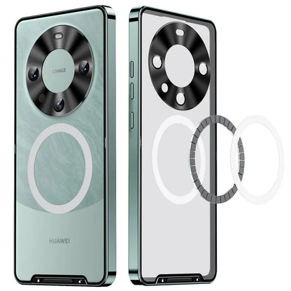 For Huawei Mate 60 Pro Case Magnetic Metal Frame Matte Phone Back Cover