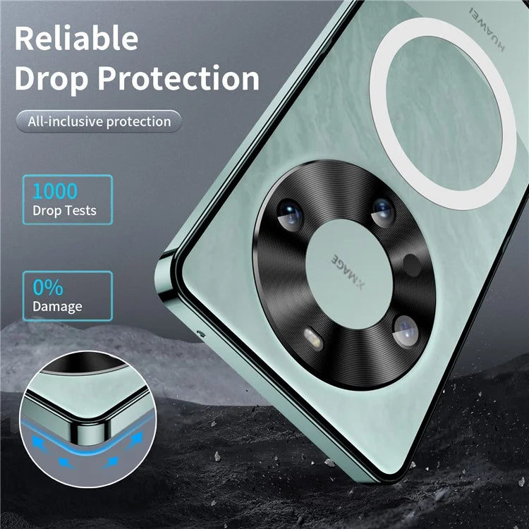 For Huawei Mate 60 Pro Case Magnetic Metal Frame Matte Phone Back Cover