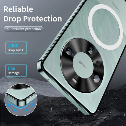For Huawei Mate 60 Pro Case Magnetic Metal Frame Matte Phone Back Cover