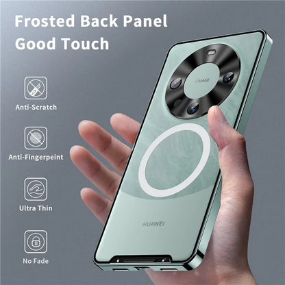 For Huawei Mate 60 Pro Case Magnetic Metal Frame Matte Phone Back Cover
