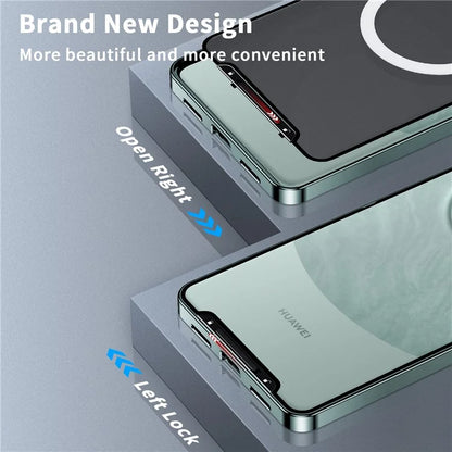 For Huawei Mate 60 Pro Case Magnetic Metal Frame Matte Phone Back Cover