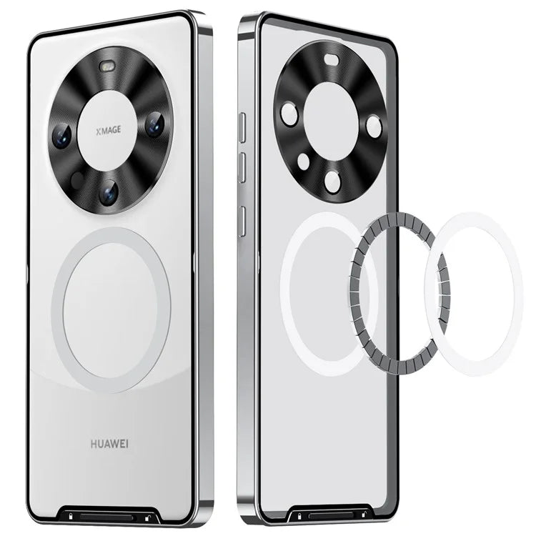 For Huawei Mate 60 Pro Case Magnetic Metal Frame Matte Phone Back Cover