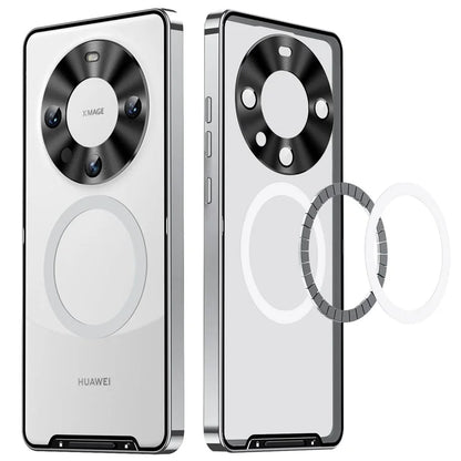 For Huawei Mate 60 Pro Case Magnetic Metal Frame Matte Phone Back Cover