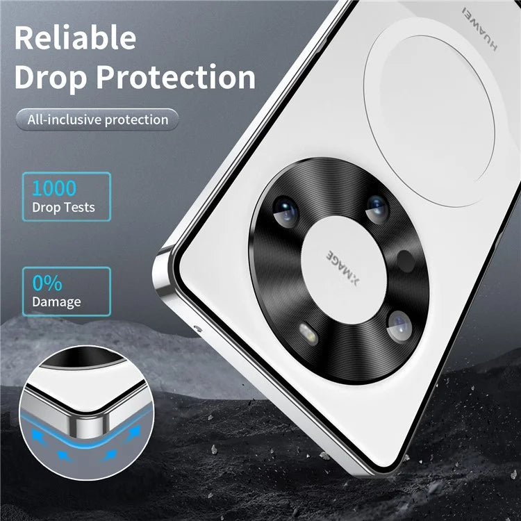 For Huawei Mate 60 Pro Case Magnetic Metal Frame Matte Phone Back Cover