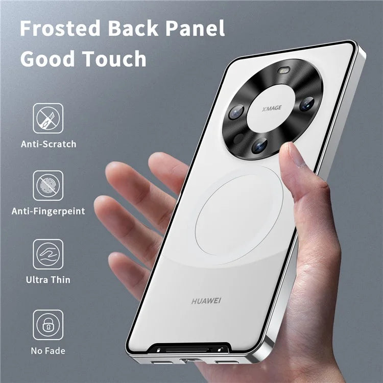 For Huawei Mate 60 Pro Case Magnetic Metal Frame Matte Phone Back Cover