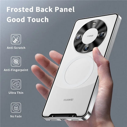 For Huawei Mate 60 Pro Case Magnetic Metal Frame Matte Phone Back Cover