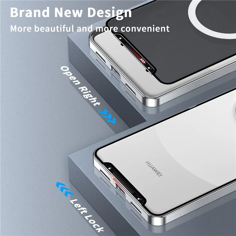 For Huawei Mate 60 Pro Case Magnetic Metal Frame Matte Phone Back Cover