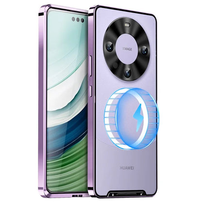 For Huawei Mate 60 Pro Case Magnetic Metal Frame Matte Phone Back Cover
