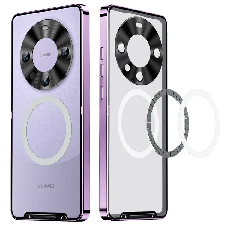 For Huawei Mate 60 Pro Case Magnetic Metal Frame Matte Phone Back Cover