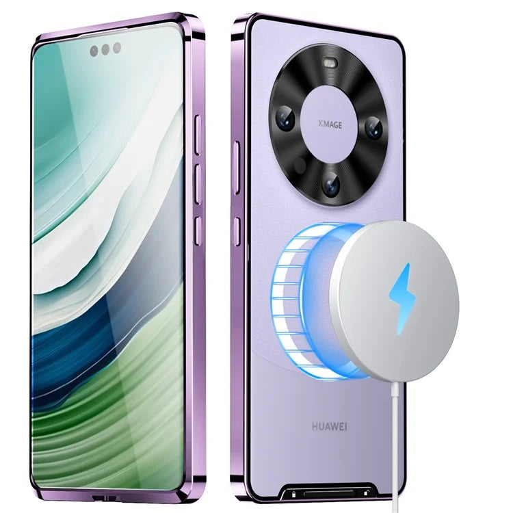 For Huawei Mate 60 Pro Case Magnetic Metal Frame Matte Phone Back Cover