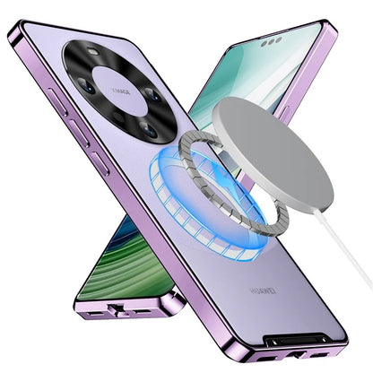 For Huawei Mate 60 Pro Case Magnetic Metal Frame Matte Phone Back Cover
