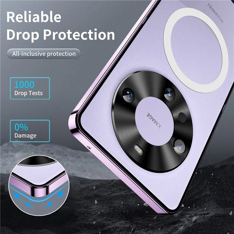 For Huawei Mate 60 Pro Case Magnetic Metal Frame Matte Phone Back Cover