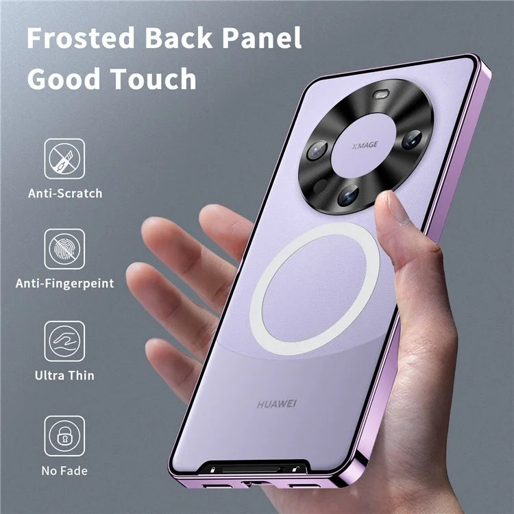 For Huawei Mate 60 Pro Case Magnetic Metal Frame Matte Phone Back Cover