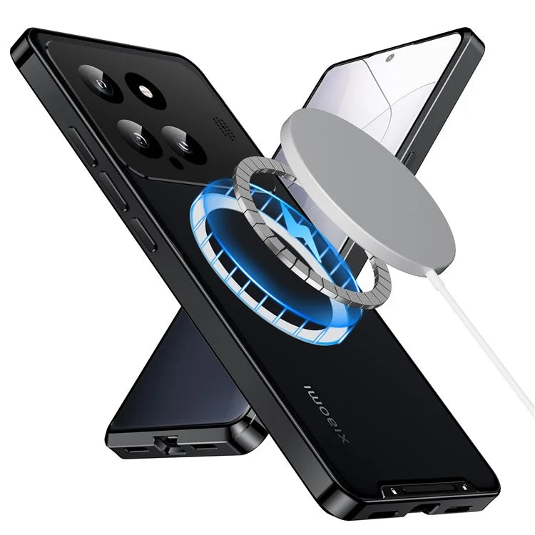 For Xiaomi 14 Slim Case Anti-Drop Lens Guard Aroma Design Metal+PC Phone Cover Compatible with MagSafe