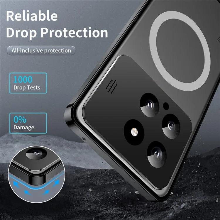 For Xiaomi 14 Slim Case Anti-Drop Lens Guard Aroma Design Metal+PC Phone Cover Compatible with MagSafe