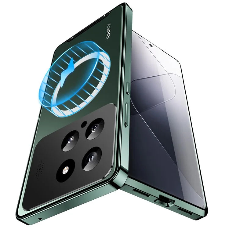 For Xiaomi 14 Slim Case Anti-Drop Lens Guard Aroma Design Metal+PC Phone Cover Compatible with MagSafe