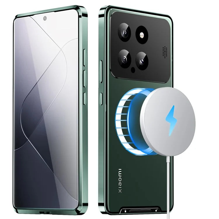 For Xiaomi 14 Slim Case Anti-Drop Lens Guard Aroma Design Metal+PC Phone Cover Compatible with MagSafe