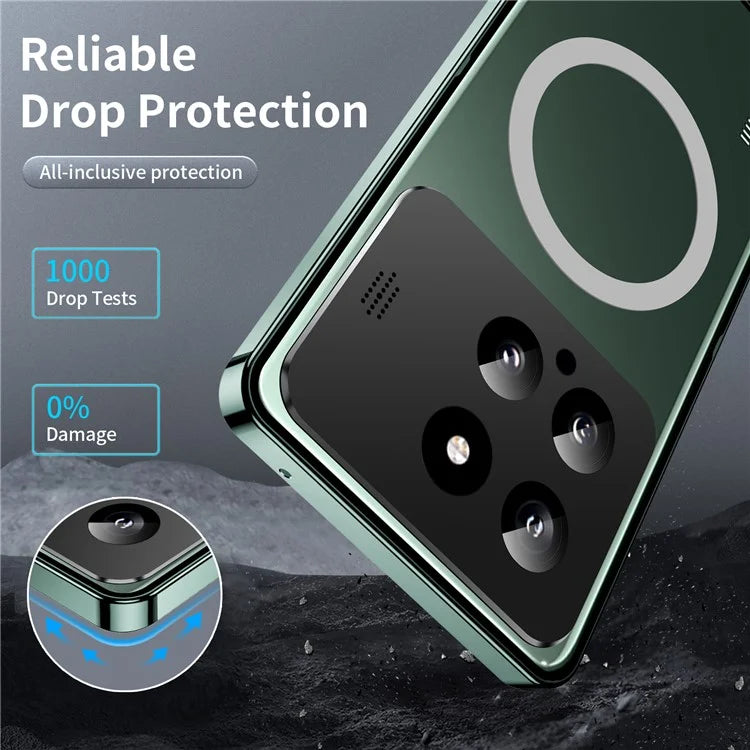 For Xiaomi 14 Slim Case Anti-Drop Lens Guard Aroma Design Metal+PC Phone Cover Compatible with MagSafe