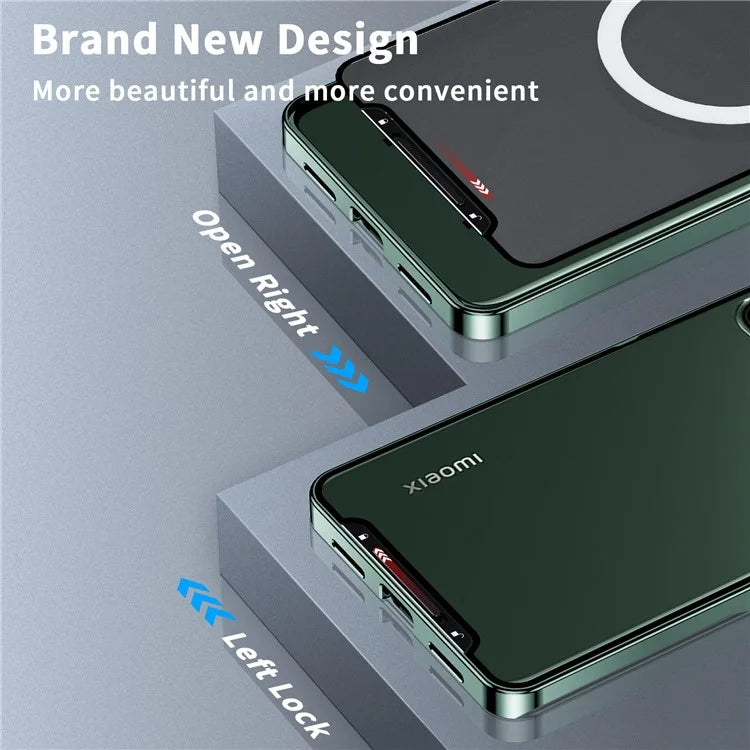 For Xiaomi 14 Slim Case Anti-Drop Lens Guard Aroma Design Metal+PC Phone Cover Compatible with MagSafe