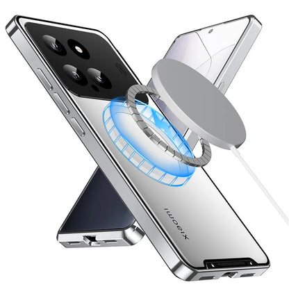 For Xiaomi 14 Slim Case Anti-Drop Lens Guard Aroma Design Metal+PC Phone Cover Compatible with MagSafe