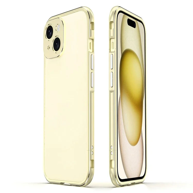 For iPhone 15 Case Metal Frame Bumper Phone Cover with Camera Lens Protection