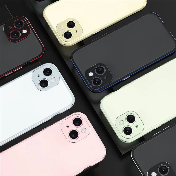 For iPhone 15 Case Metal Frame Bumper Phone Cover with Camera Lens Protection