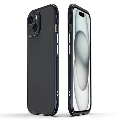 For iPhone 15 Case Metal Frame Bumper Phone Cover with Camera Lens Protection