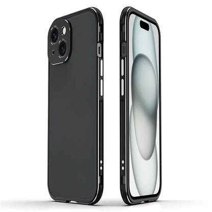 For iPhone 15 Case Metal Frame Bumper Phone Cover with Camera Lens Protection