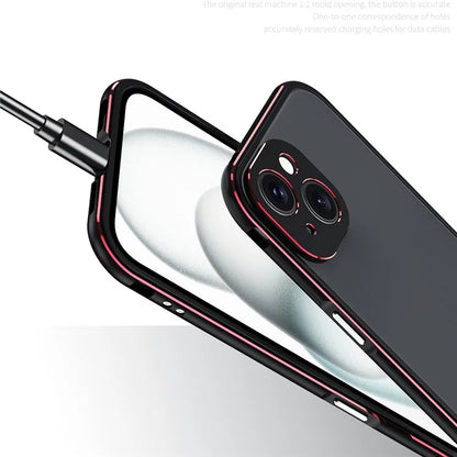For iPhone 15 Case Metal Frame Bumper Phone Cover with Camera Lens Protection