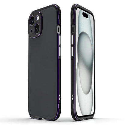 For iPhone 15 Case Metal Frame Bumper Phone Cover with Camera Lens Protection