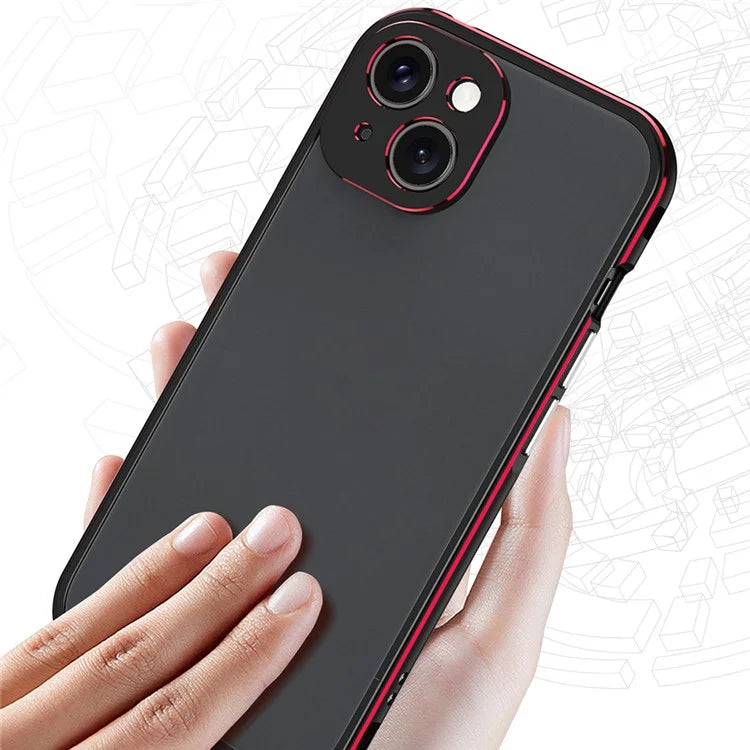For iPhone 15 Case Metal Frame Bumper Phone Cover with Camera Lens Protection
