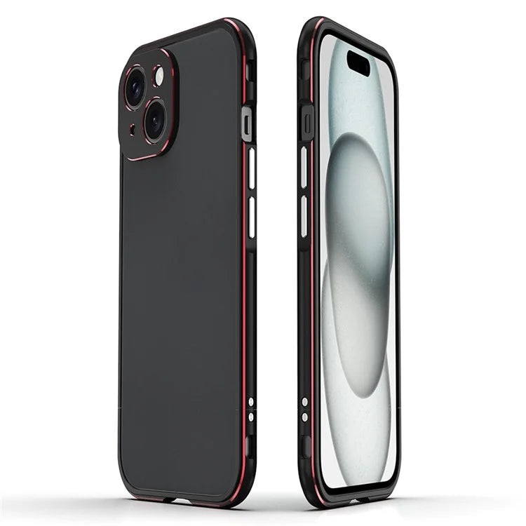 For iPhone 15 Plus Phone Case Scratch-resistant Metal Frame Bumper Cover with Camera Lens Protection