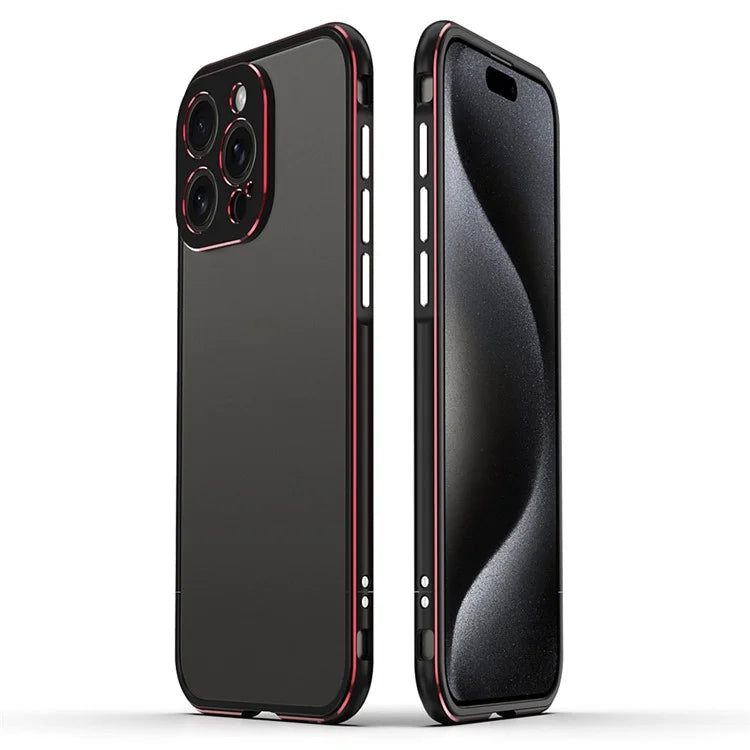 For iPhone 15 Pro Shockproof Bumper Case Anti-Drop Metal Slim Frame with Camera Lens Guard