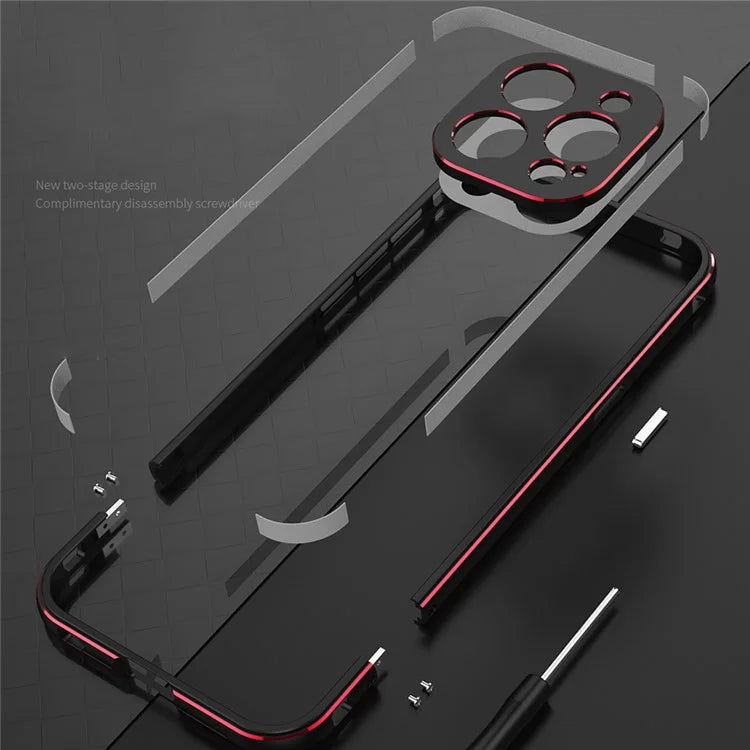 For iPhone 15 Pro Shockproof Bumper Case Anti-Drop Metal Slim Frame with Camera Lens Guard