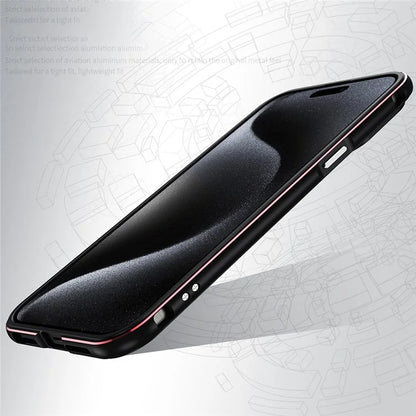 For iPhone 15 Pro Shockproof Bumper Case Anti-Drop Metal Slim Frame with Camera Lens Guard- Silver