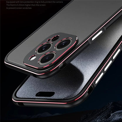 For iPhone 15 Pro Shockproof Bumper Case Anti-Drop Metal Slim Frame with Camera Lens Guard- Silver